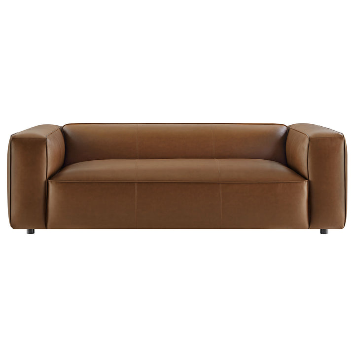 Auren Upholstered Vegan Leather Sofa in Coffee