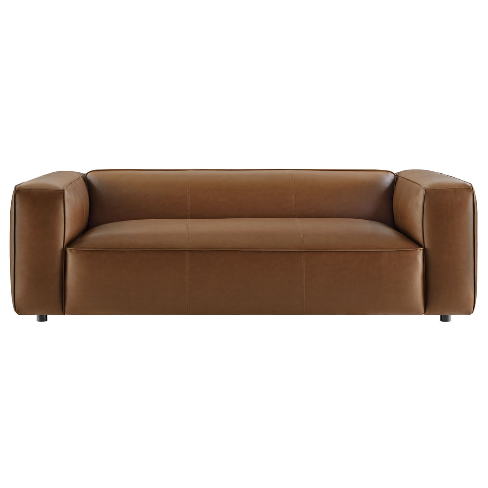 Auren Upholstered Vegan Leather Sofa in Coffee