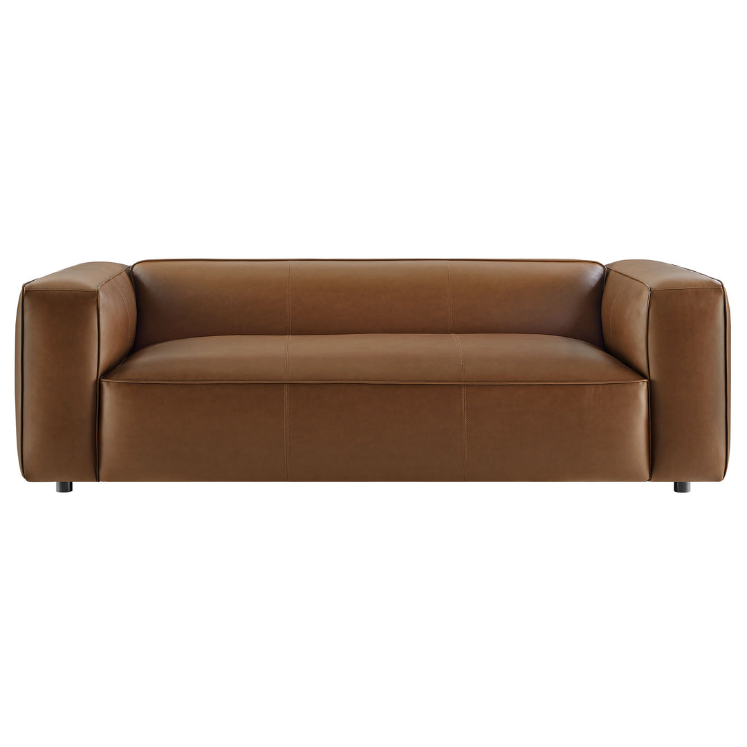 Auren Upholstered Vegan Leather Sofa in Coffee