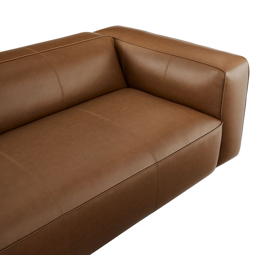 Auren Upholstered Vegan Leather Sofa in Coffee