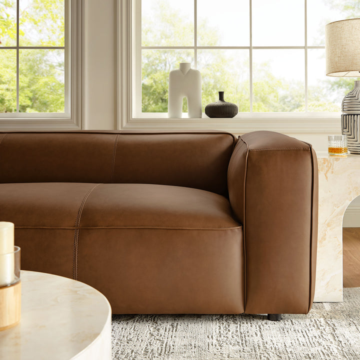 Auren Upholstered Vegan Leather Sofa in Coffee