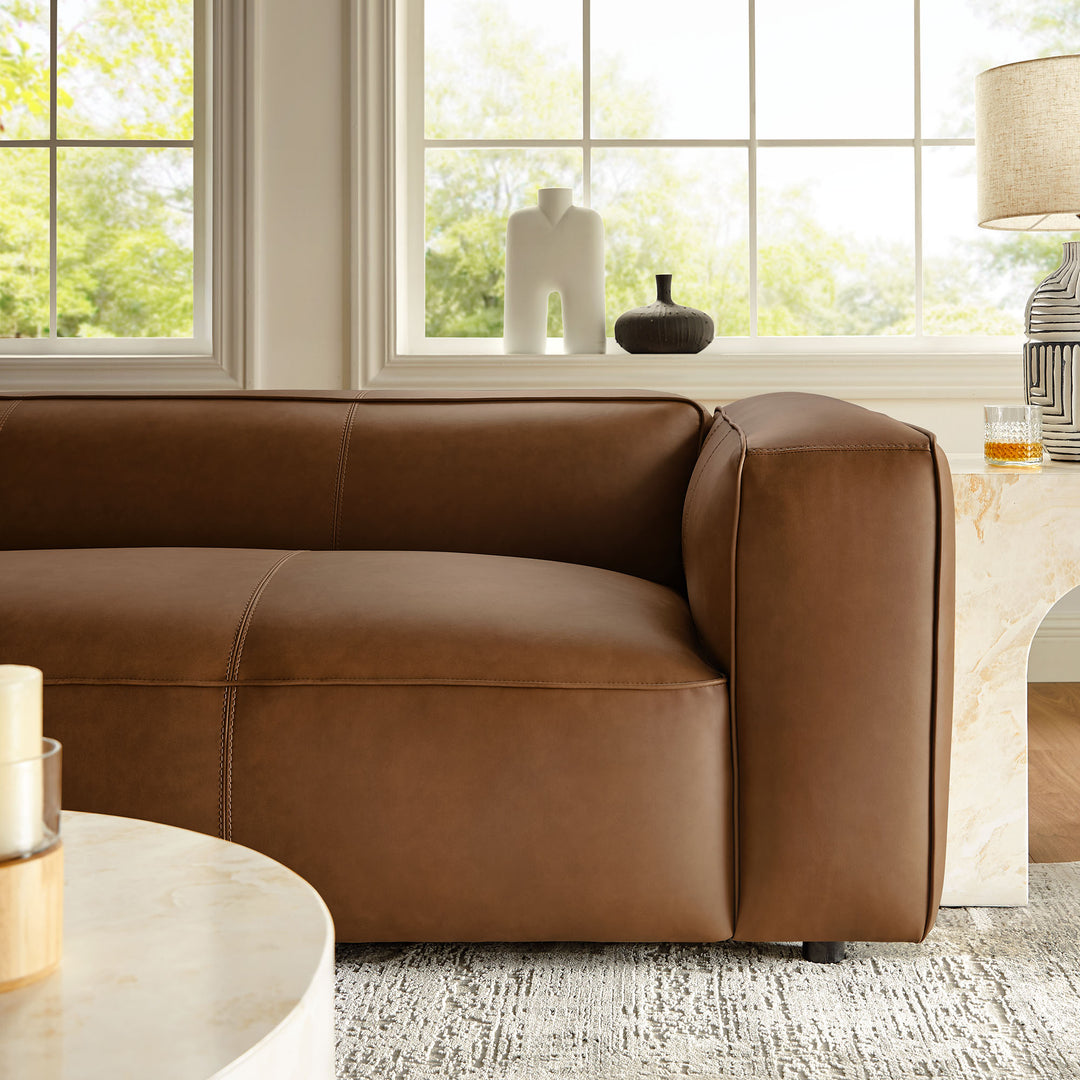 Auren Upholstered Vegan Leather Sofa in Coffee