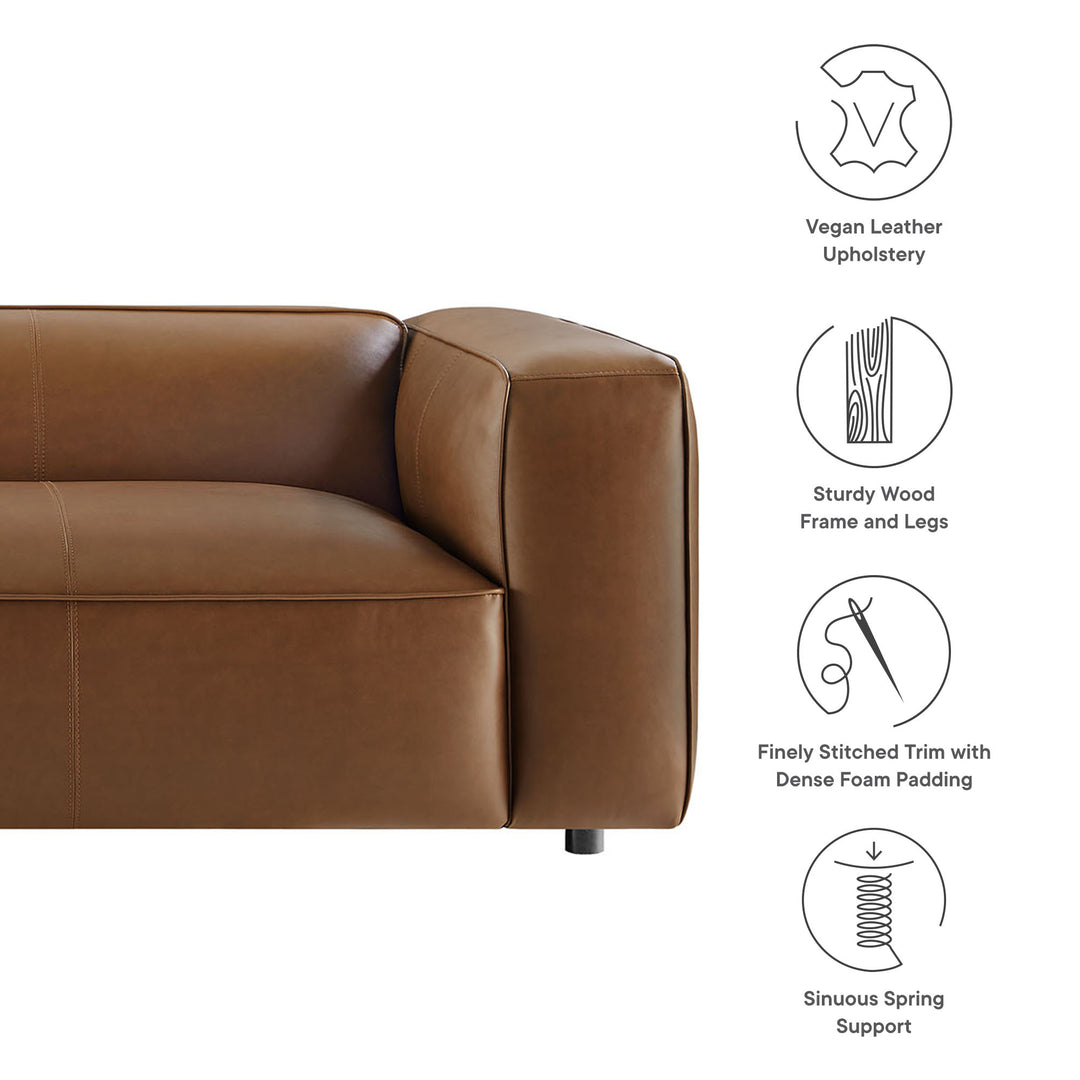 Auren Upholstered Vegan Leather Sofa in Coffee