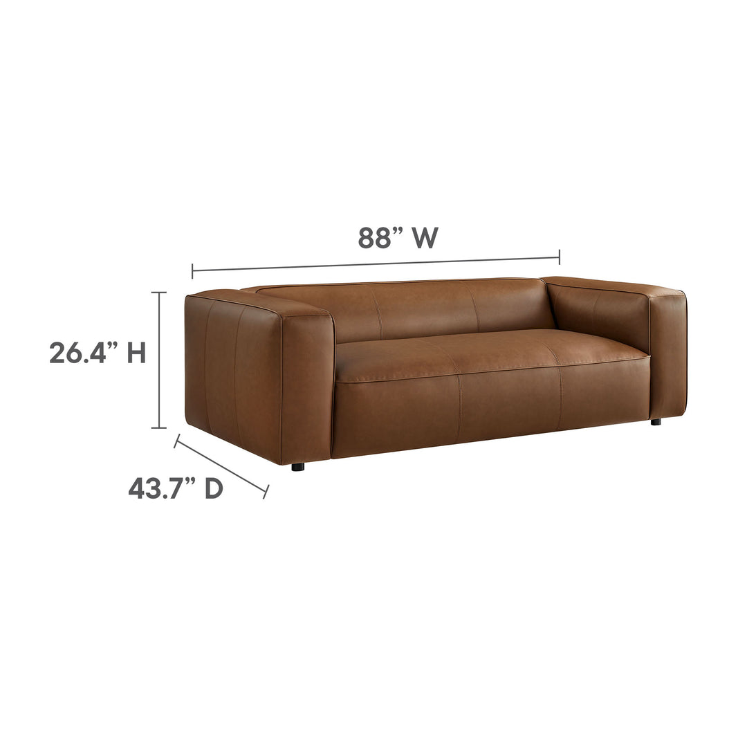 Auren Upholstered Vegan Leather Sofa in Coffee