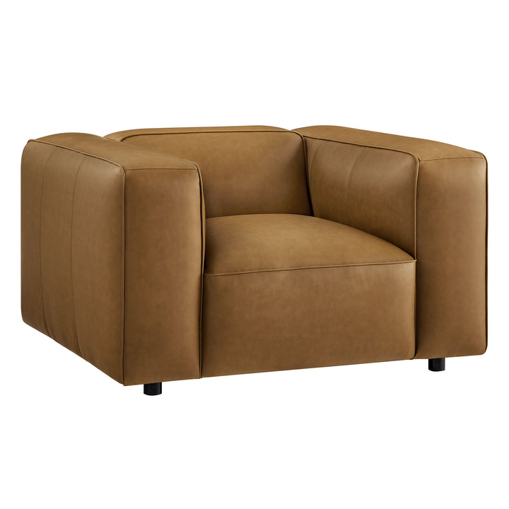 Auren Upholstered Vegan Leather Modular Armchair in Camel