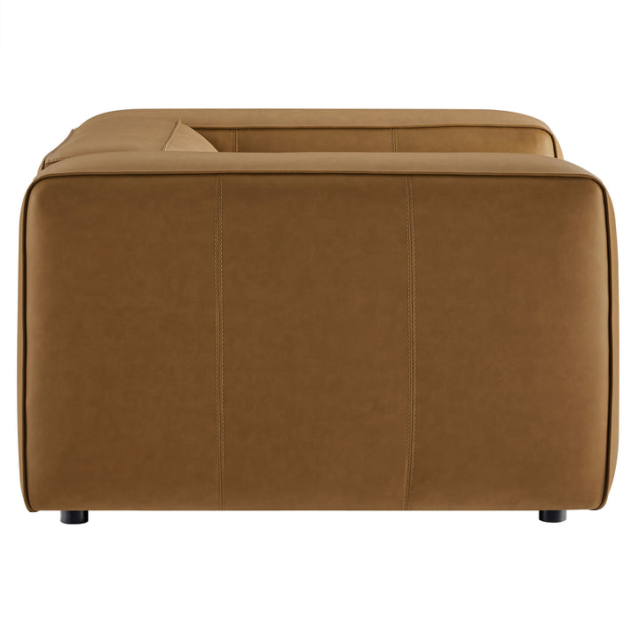 Auren Upholstered Vegan Leather Modular Armchair in Camel
