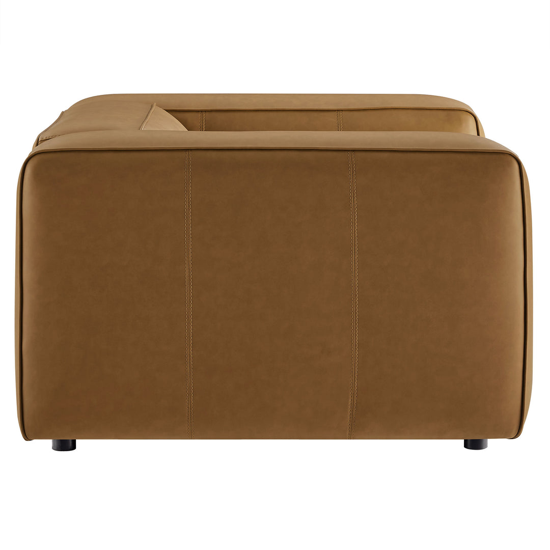 Auren Upholstered Vegan Leather Modular Armchair in Camel