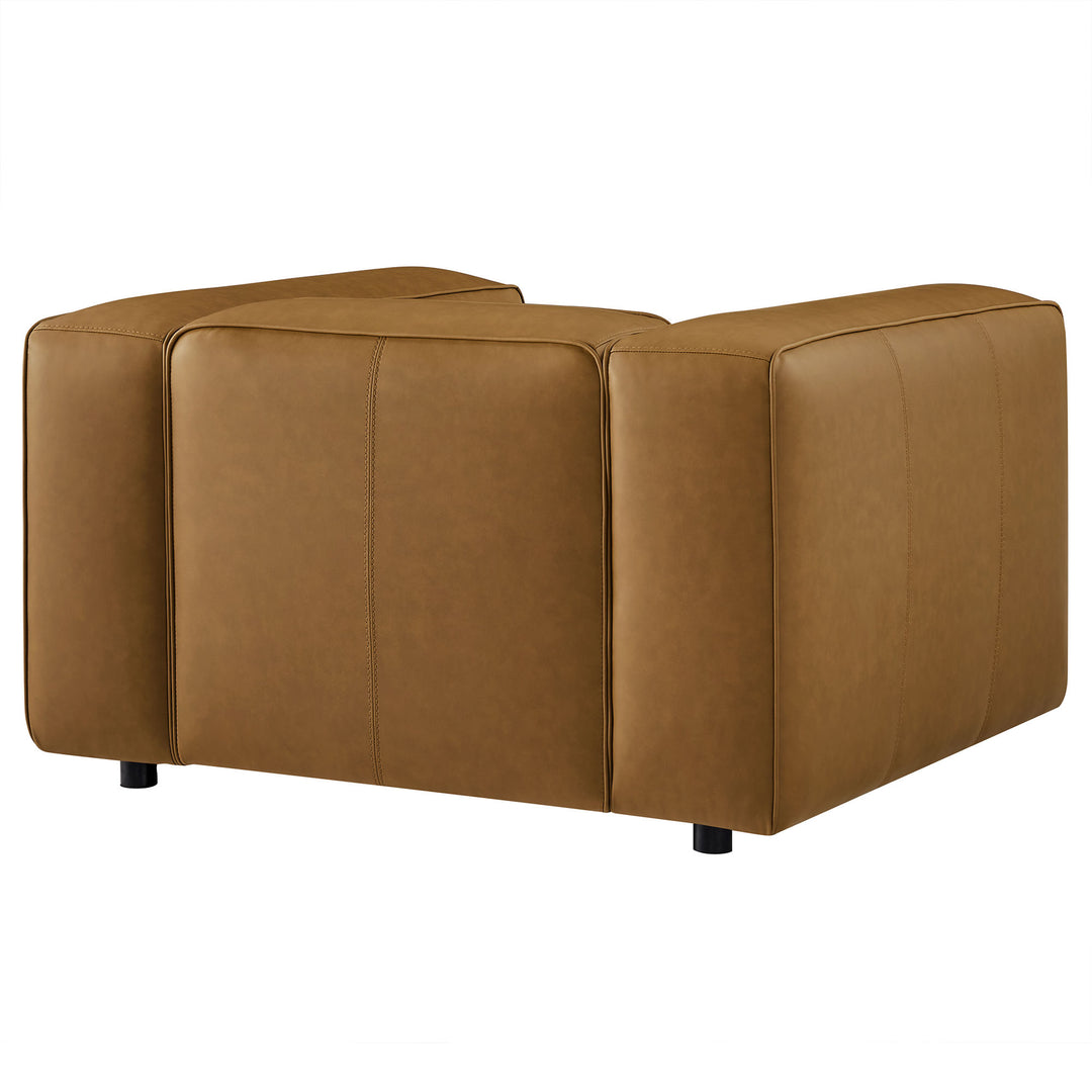 Auren Upholstered Vegan Leather Modular Armchair in Camel