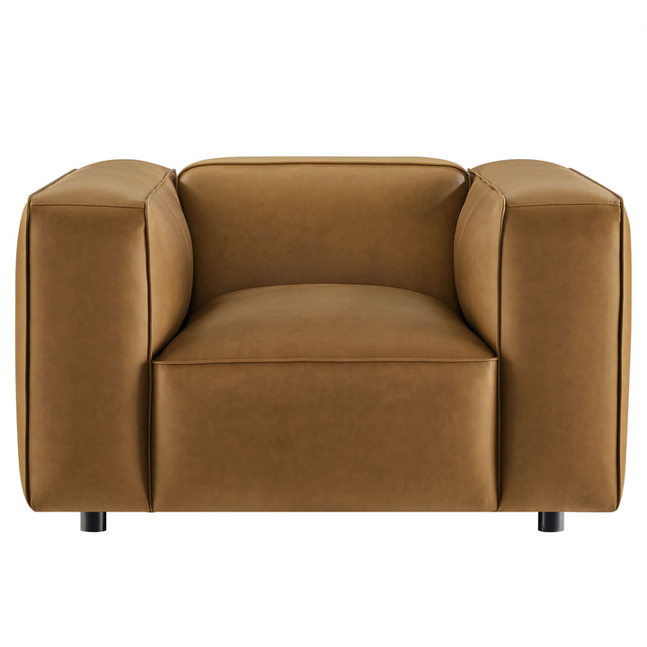 Auren Upholstered Vegan Leather Modular Armchair in Camel