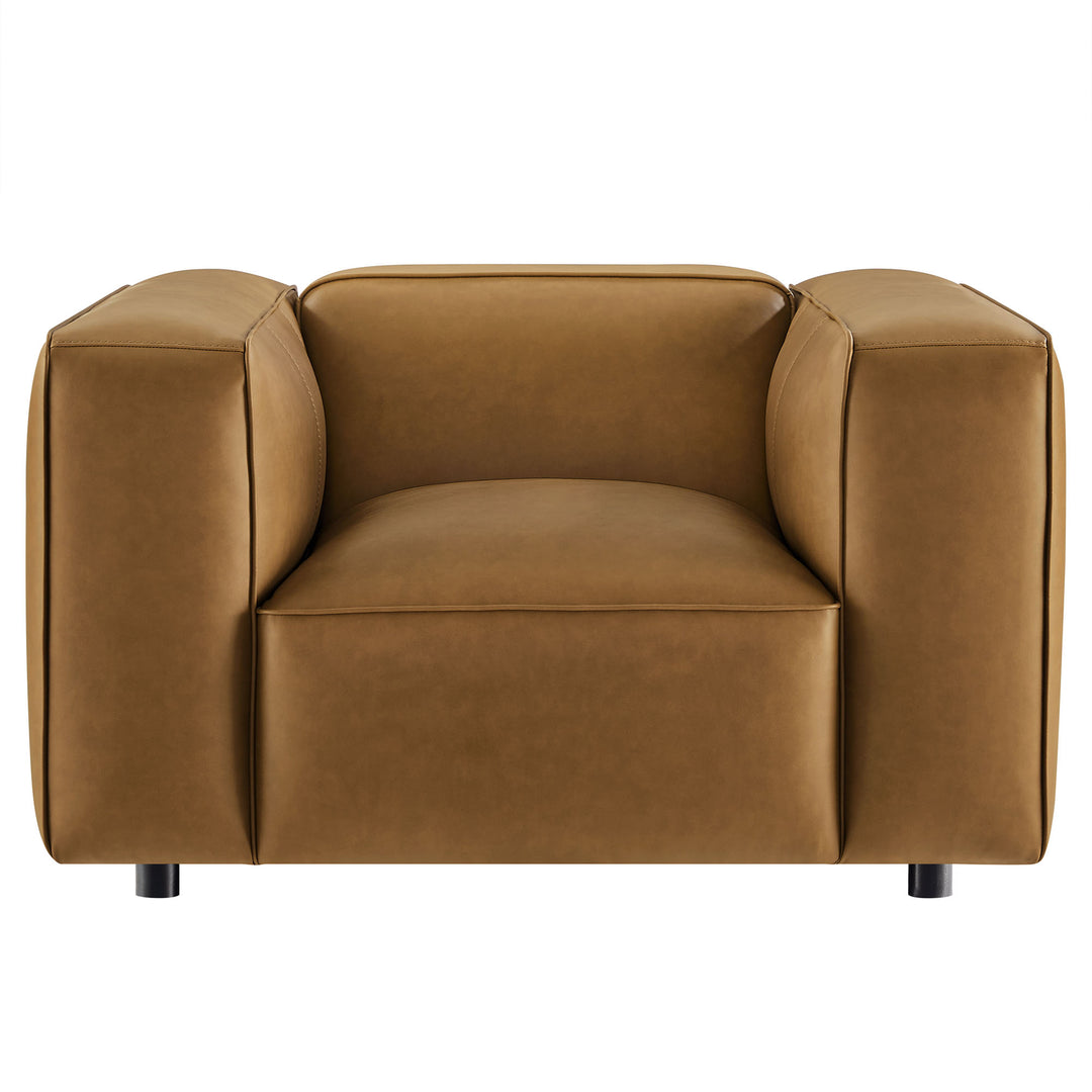 Auren Upholstered Vegan Leather Modular Armchair in Camel