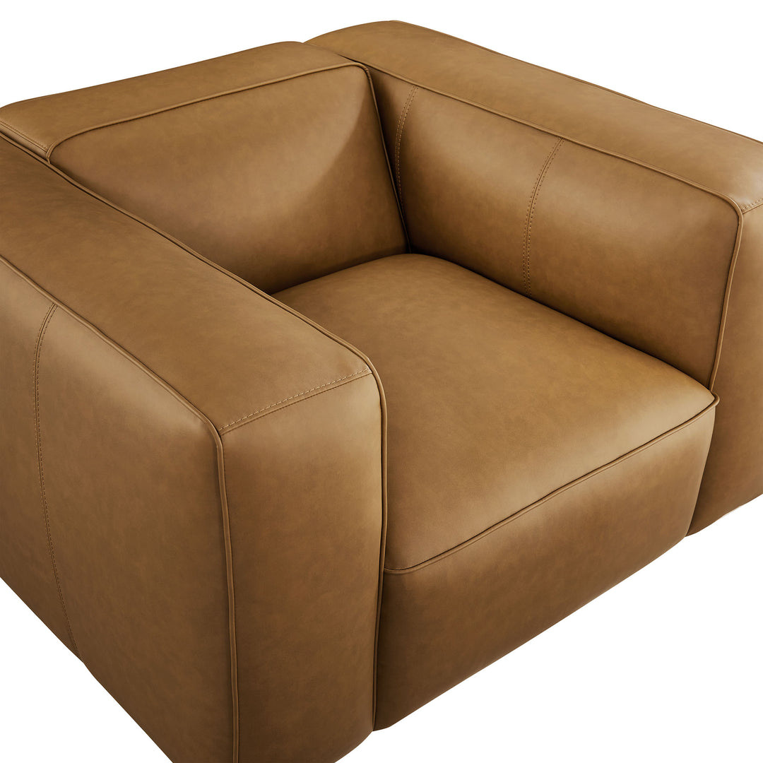 Auren Upholstered Vegan Leather Modular Armchair in Camel