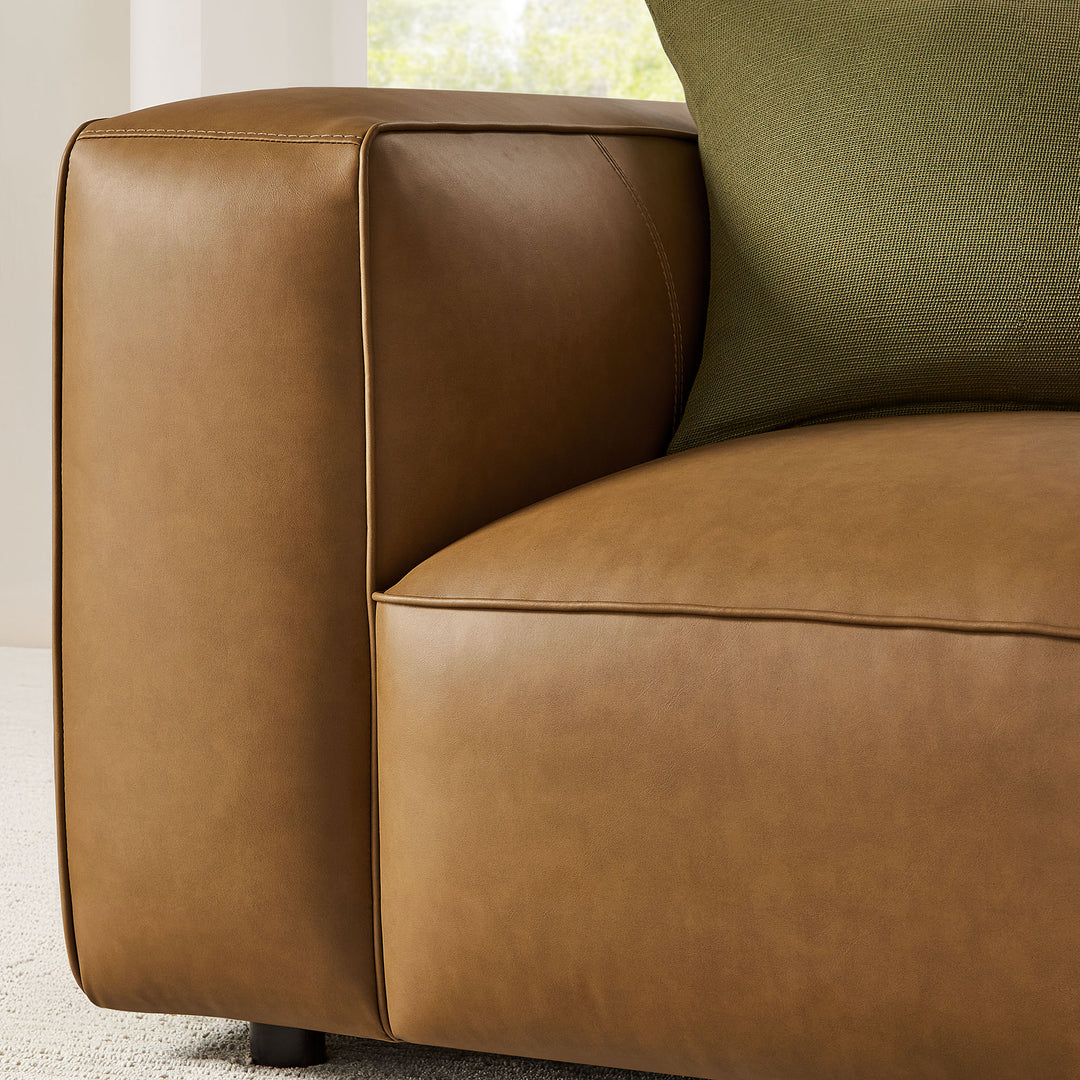 Auren Upholstered Vegan Leather Modular Armchair in Camel