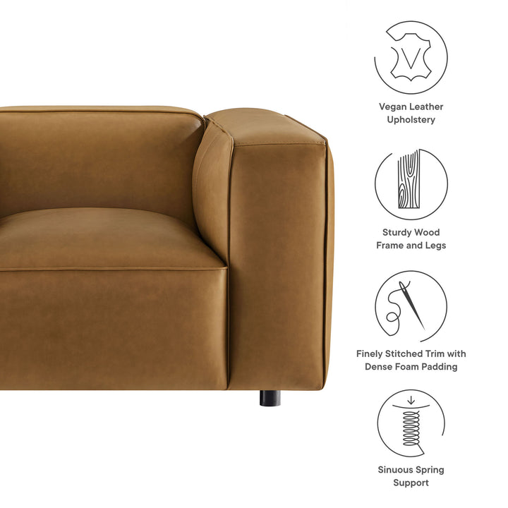 Auren Upholstered Vegan Leather Modular Armchair in Camel