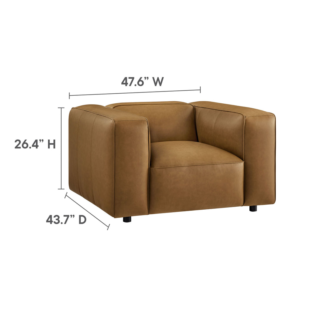 Auren Upholstered Vegan Leather Modular Armchair in Camel