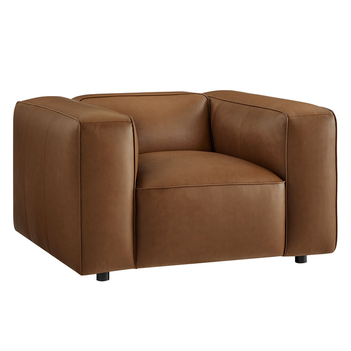 Auren Upholstered Vegan Leather Modular Armchair in Coffee