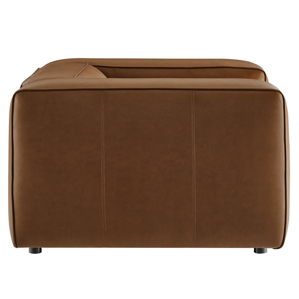 Auren Upholstered Vegan Leather Modular Armchair in Coffee