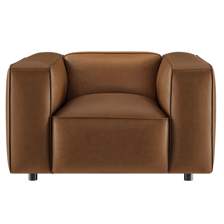 Auren Upholstered Vegan Leather Modular Armchair in Coffee