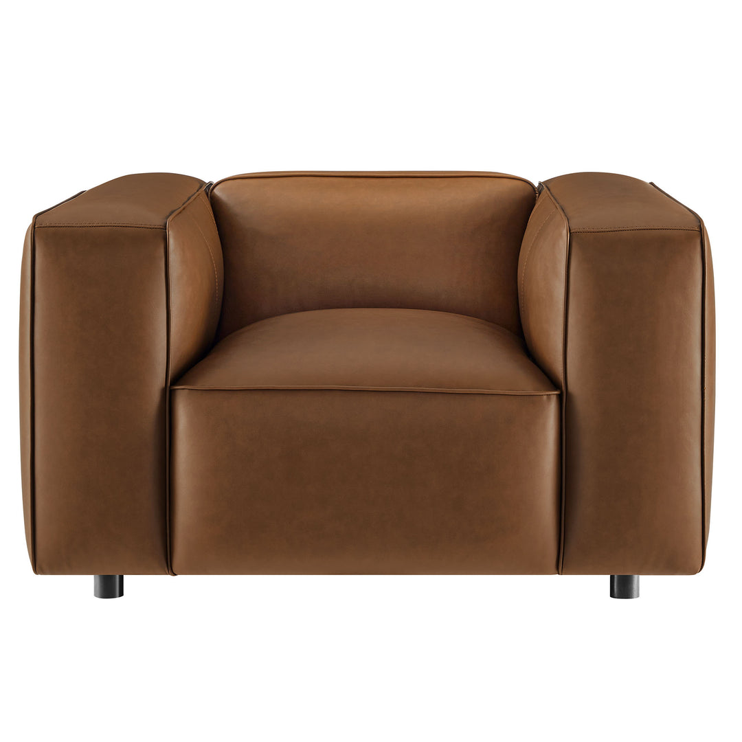 Auren Upholstered Vegan Leather Modular Armchair in Coffee