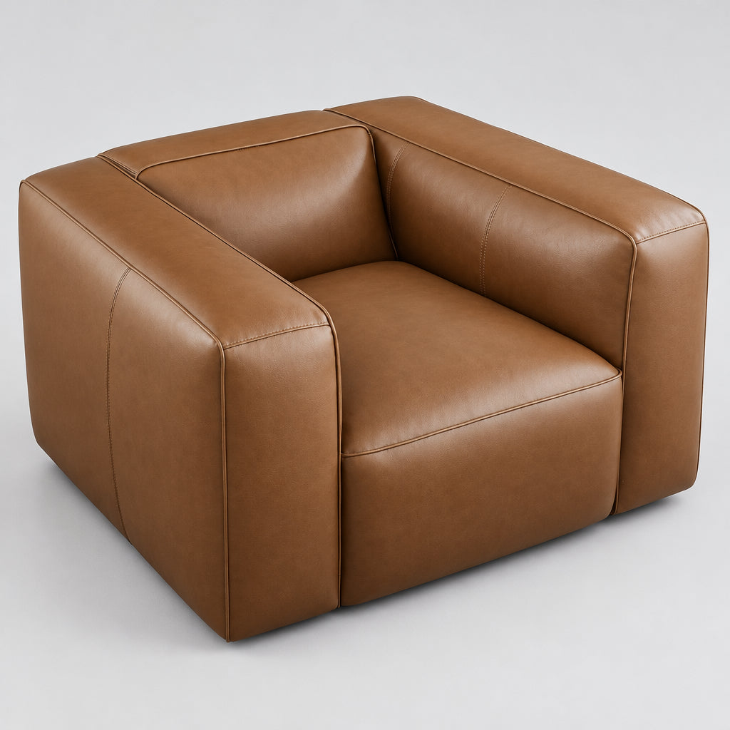 Auren Upholstered Vegan Leather Modular Armchair in Coffee