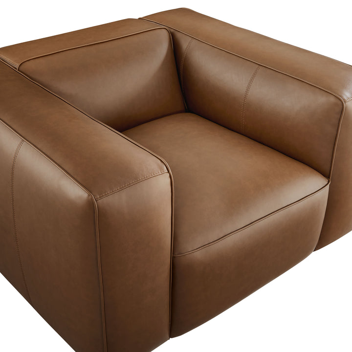 Auren Upholstered Vegan Leather Modular Armchair in Coffee