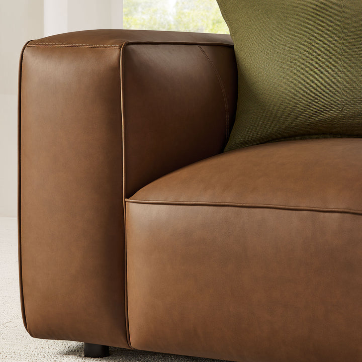 Auren Upholstered Vegan Leather Modular Armchair in Coffee