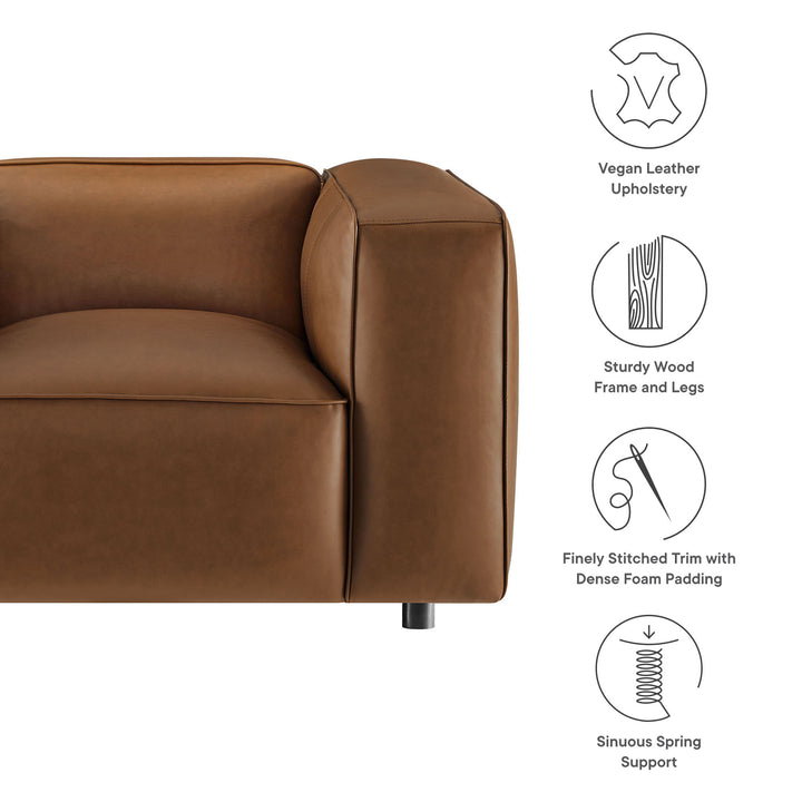 Auren Upholstered Vegan Leather Modular Armchair in Coffee