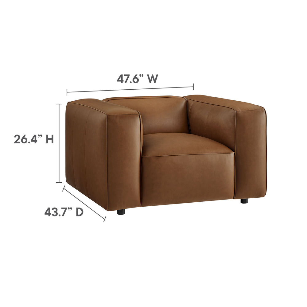Auren Upholstered Vegan Leather Modular Armchair in Coffee