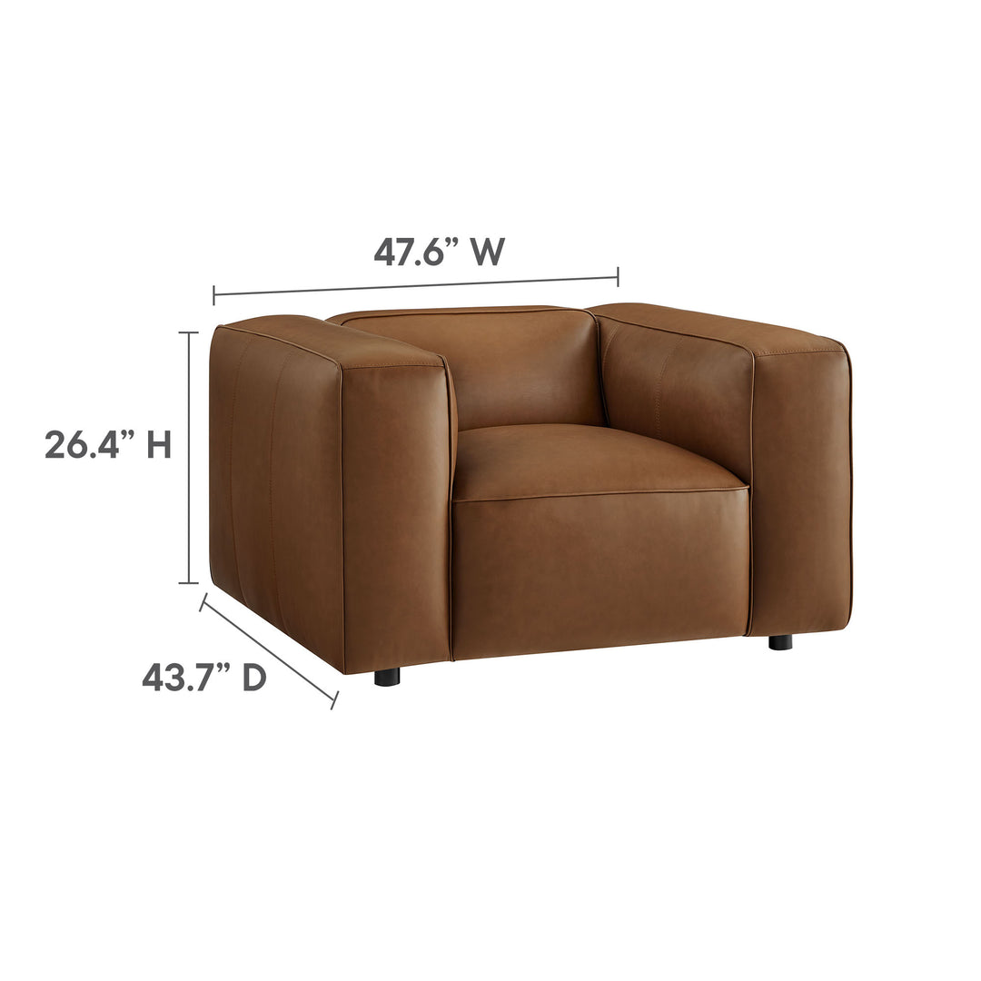 Auren Upholstered Vegan Leather Modular Armchair in Coffee