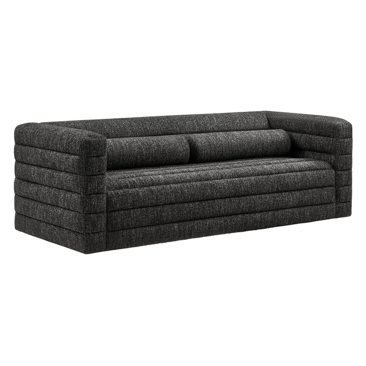 Relle Channel Tufted Boucle Upholstered Sofa in Charcoal