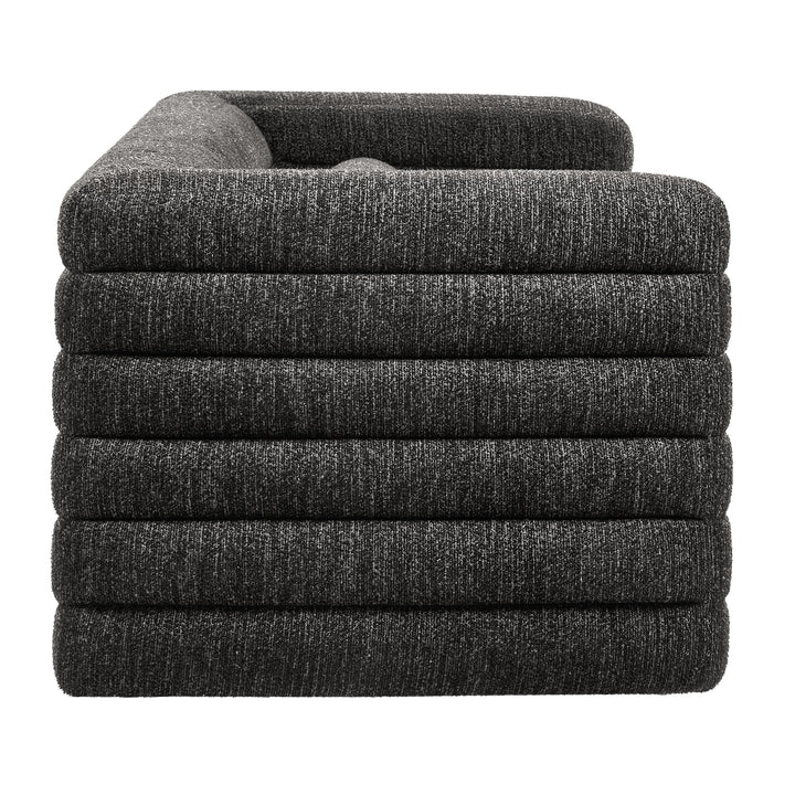 Relle Channel Tufted Boucle Upholstered Sofa in Charcoal