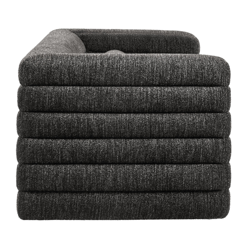 Relle Channel Tufted Boucle Upholstered Sofa in Charcoal