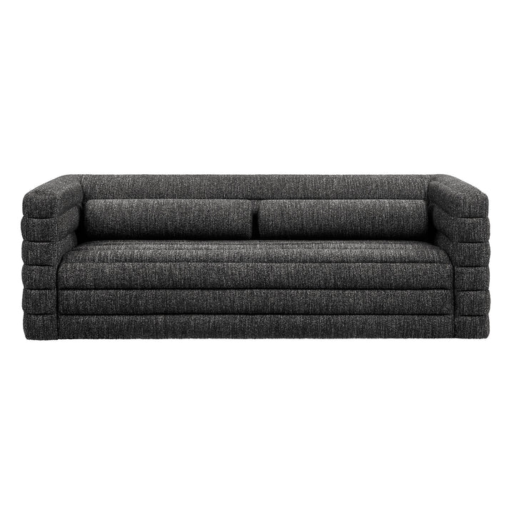 Relle Channel Tufted Boucle Upholstered Sofa in Charcoal