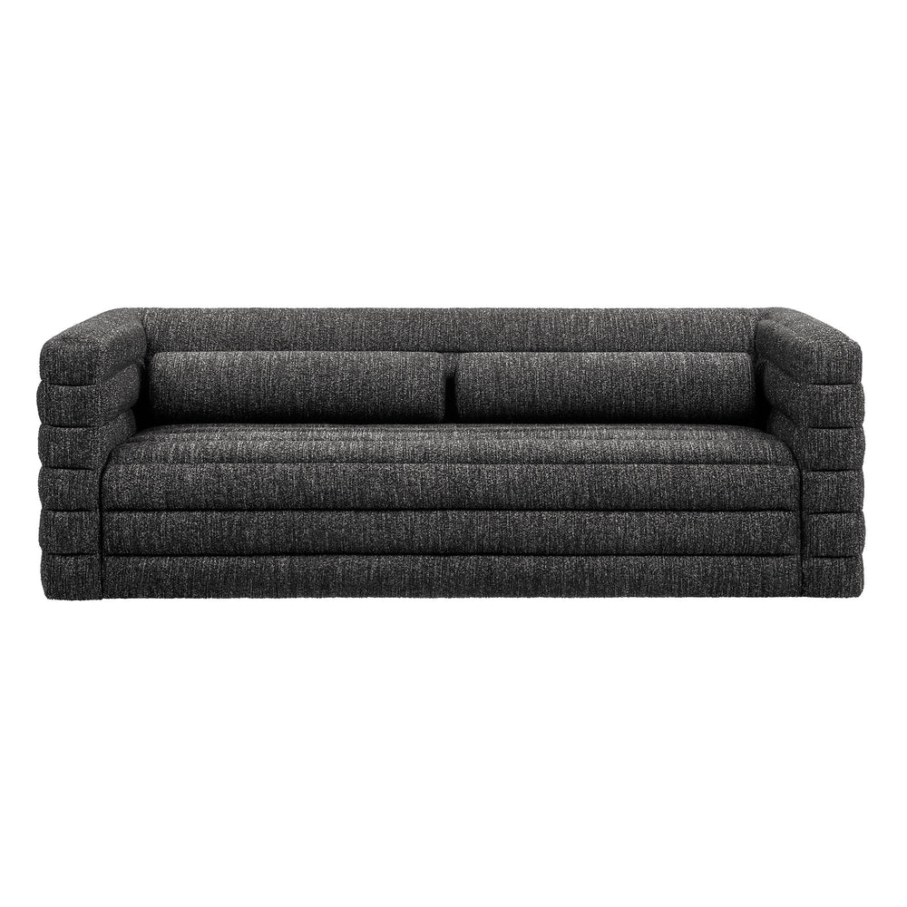 Relle Channel Tufted Boucle Upholstered Sofa in Charcoal
