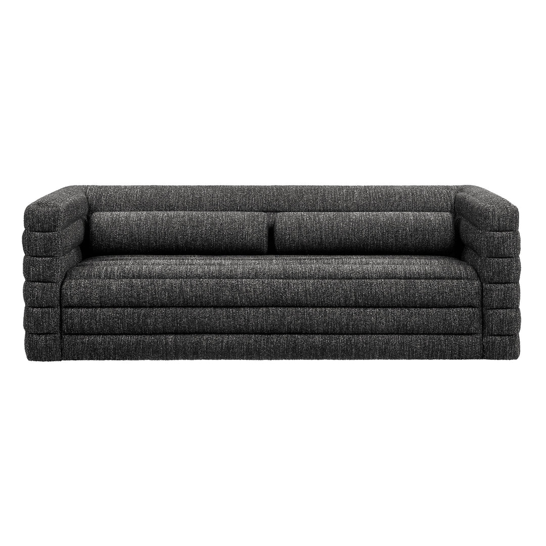 Relle Channel Tufted Boucle Upholstered Sofa in Charcoal