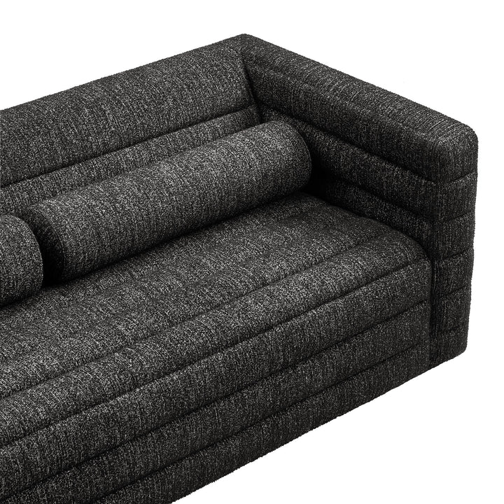 Relle Channel Tufted Boucle Upholstered Sofa in Charcoal
