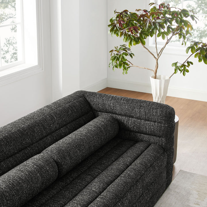 Relle Channel Tufted Boucle Upholstered Sofa in Charcoal