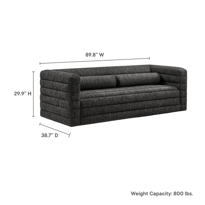 Relle Channel Tufted Boucle Upholstered Sofa in Charcoal