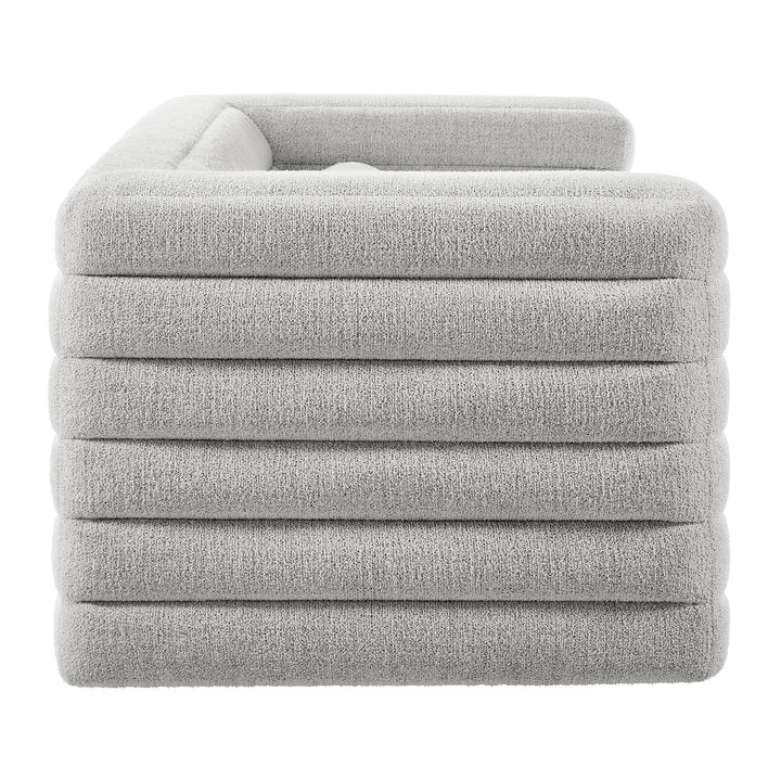 Relle Channel Tufted Boucle Upholstered Sofa in Newsprint