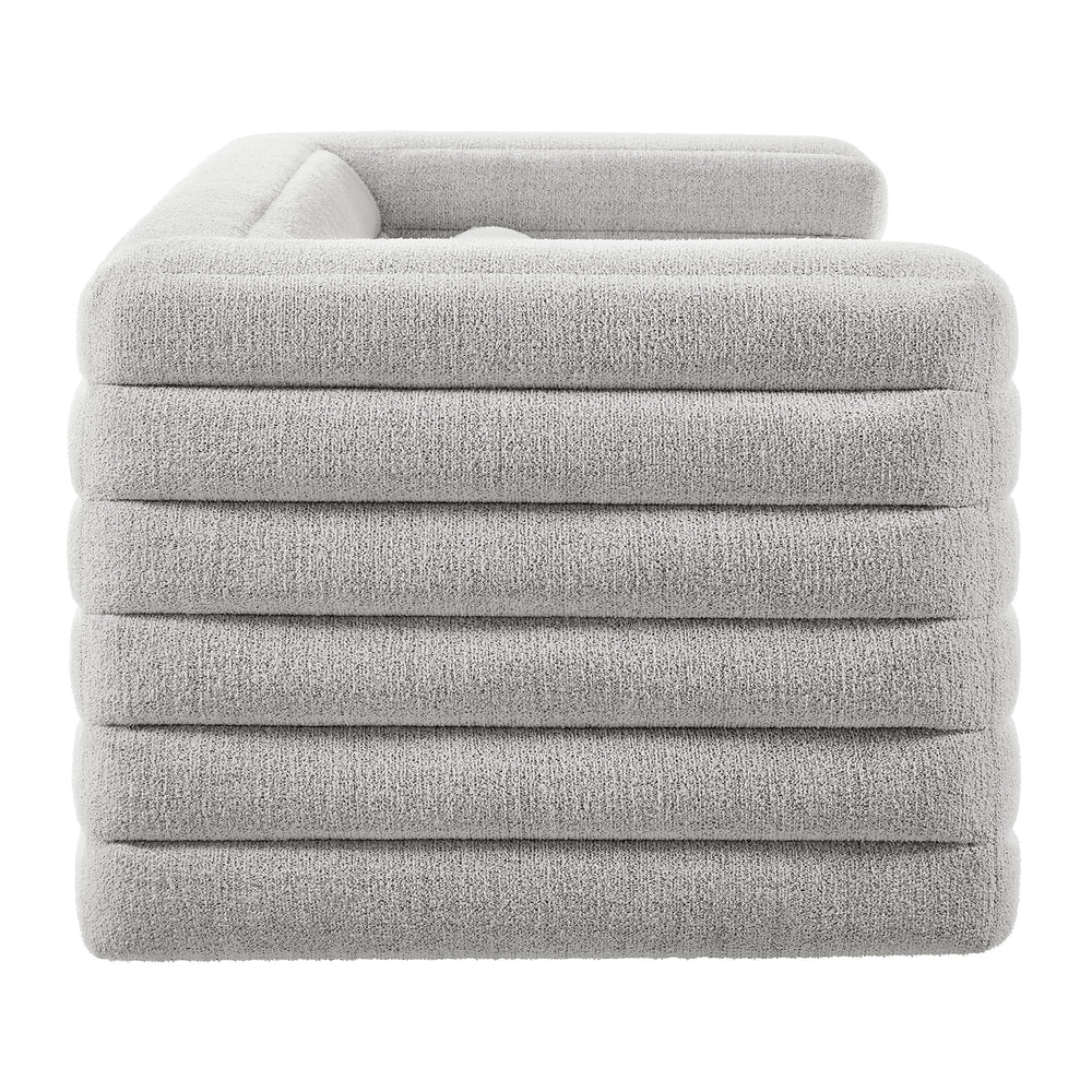 Relle Channel Tufted Boucle Upholstered Sofa in Newsprint