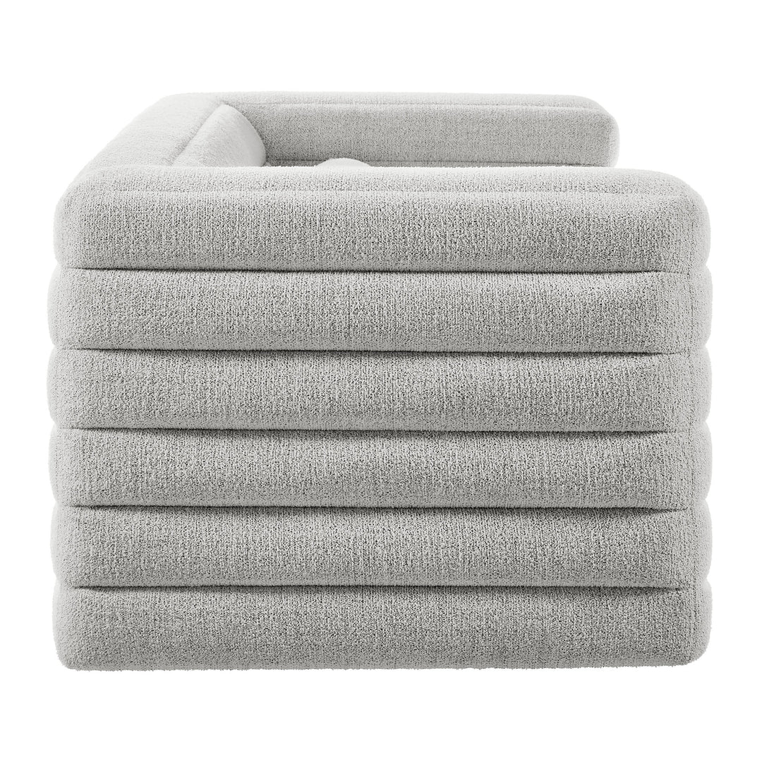 Relle Channel Tufted Boucle Upholstered Sofa in Newsprint