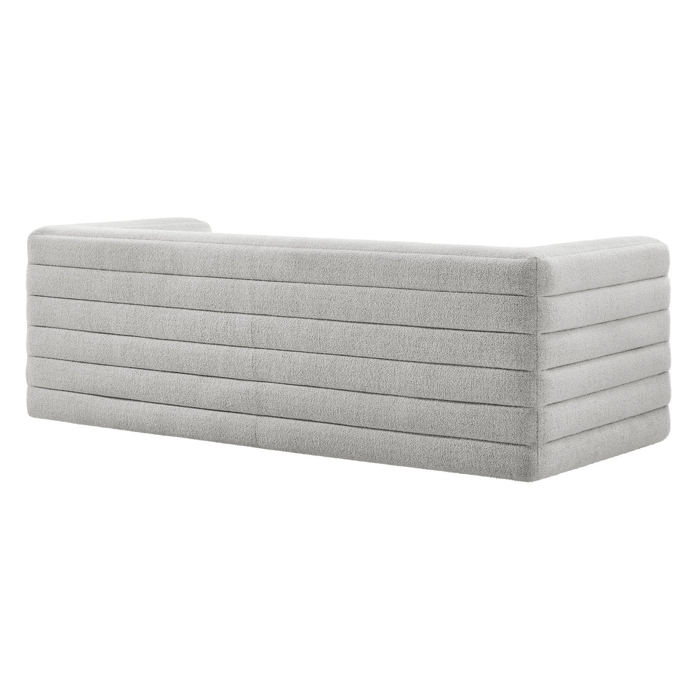 Relle Channel Tufted Boucle Upholstered Sofa in Newsprint