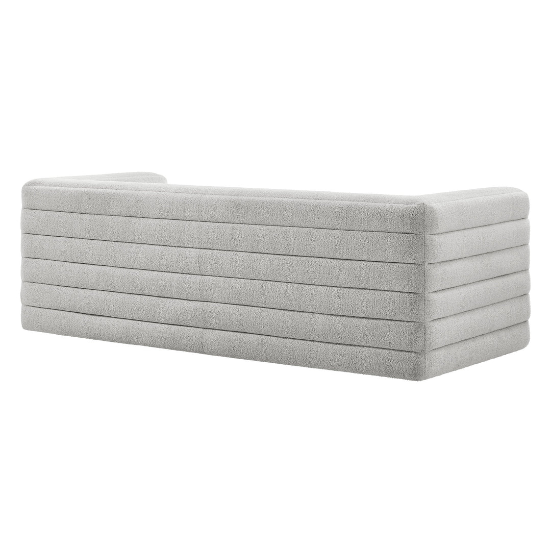 Relle Channel Tufted Boucle Upholstered Sofa in Newsprint