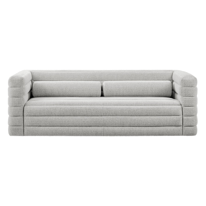 Relle Channel Tufted Boucle Upholstered Sofa in Newsprint