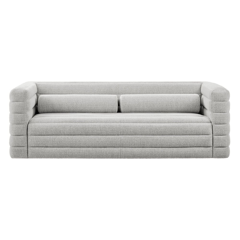Relle Channel Tufted Boucle Upholstered Sofa in Newsprint