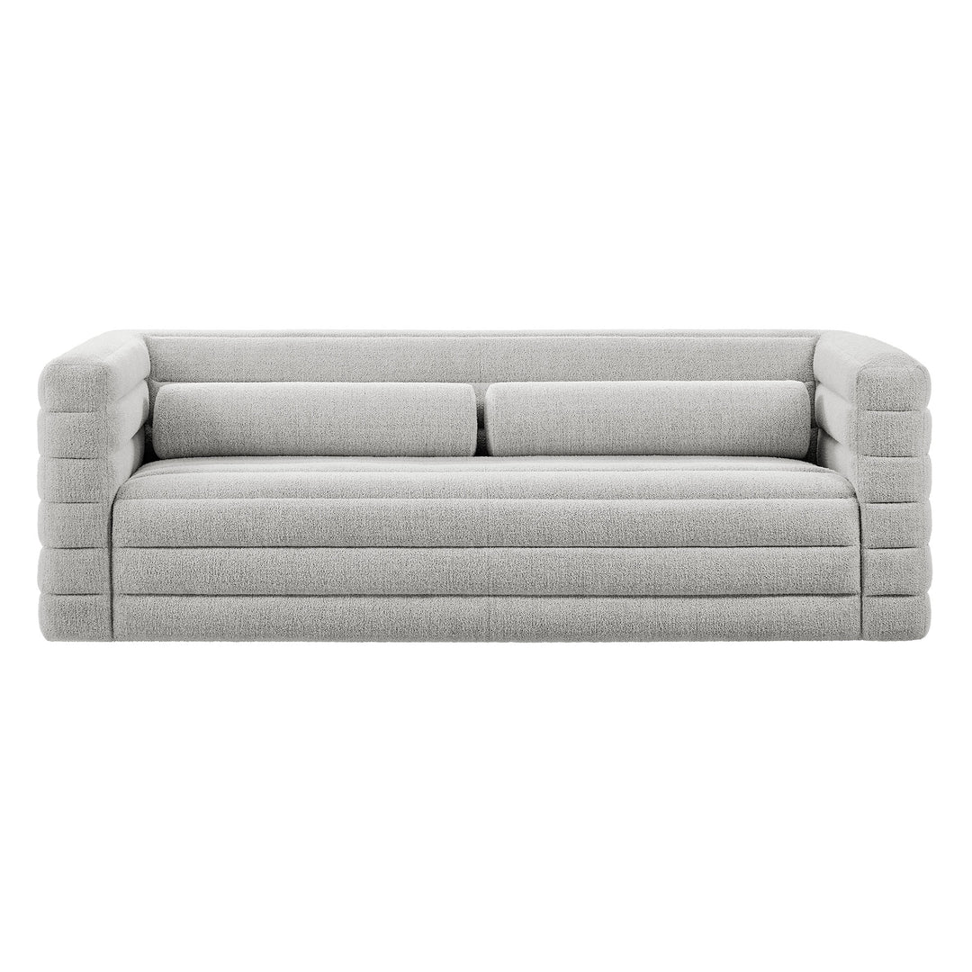 Relle Channel Tufted Boucle Upholstered Sofa in Newsprint
