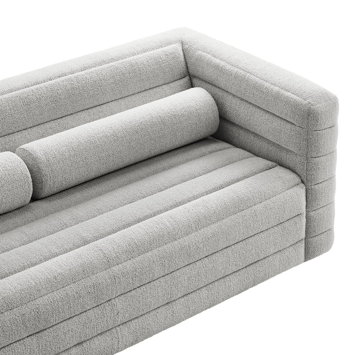 Relle Channel Tufted Boucle Upholstered Sofa in Newsprint