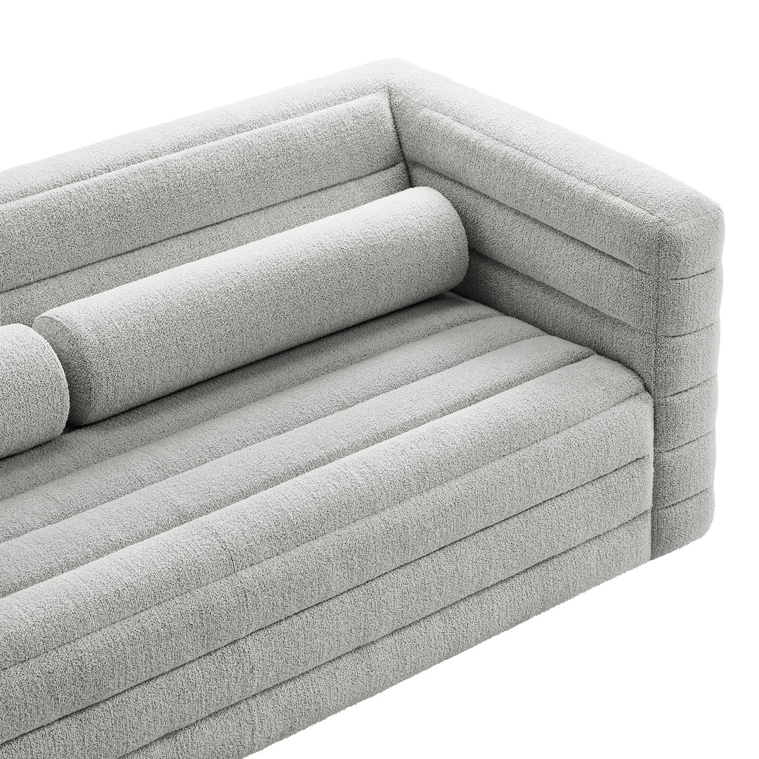 Relle Channel Tufted Boucle Upholstered Sofa in Newsprint