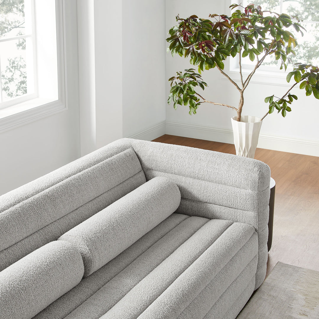 Relle Channel Tufted Boucle Upholstered Sofa in Newsprint