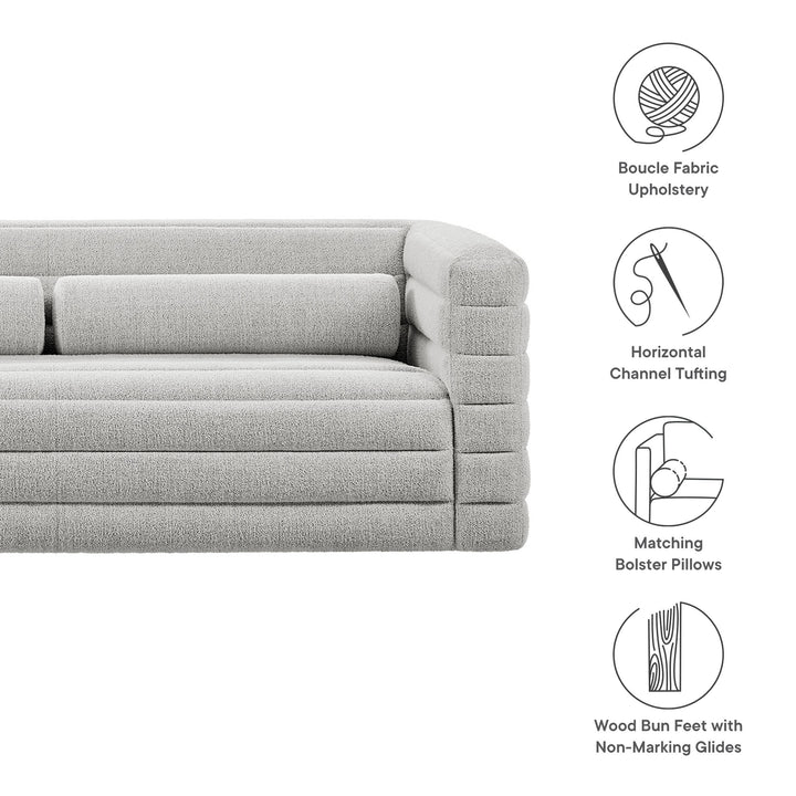 Relle Channel Tufted Boucle Upholstered Sofa in Newsprint
