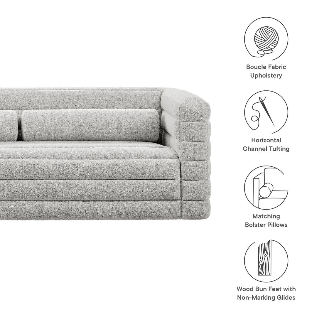 Relle Channel Tufted Boucle Upholstered Sofa in Newsprint